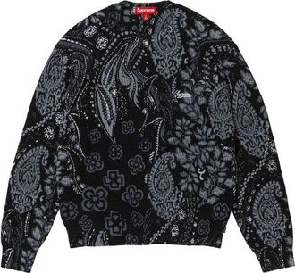SUPREME Printed Paisley Sweater Black White SUP-SS24-237