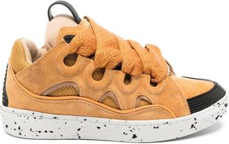 Lanvin Curb oversize-tongue panelled sneakers - women - Leather - 38 - Yellow