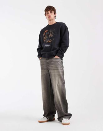 Levi's felpa relaxed con stampa grafica nera-Nero