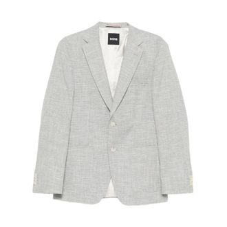 HUGO BOSS Hugo, Blazers, male, Gray, Size: 2XL Cotton Viscose Jacket