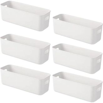 OEM Caja De Almacenamiento De Pl&aacute;stico Con Asas Para Armario De Cocina - Caja De Almacenamiento De Pl&aacute;stico Para Estante De Ba&ntilde;o (28 &times; 9 &times; 10 Cm, 6 Unidad