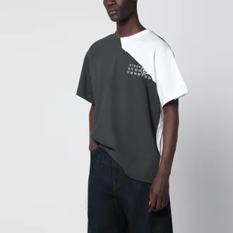 Maison Margiela Two-tone cotton T-shirt with asymmetric panels