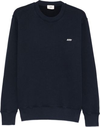 Autry Blue Crewneck Logo Embroidery Sweatshirt