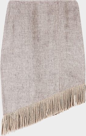 Emporio Armani Asymmetric Fringe-Trim Linen Skirt