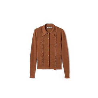 Miu Miu Cashmere And Silk Cardigan, Woman, Tobacco, Size 36