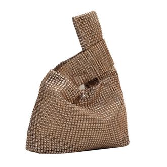 Generic Women Glitter Vest Purse Solid Color Rhinestone Bling Wristlet Bag Versatile Sparkly Evening Bags Female Evening Party Handbag (Gold)