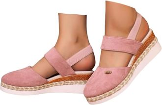 Generic Closed Toe Platform Wedge Sandals for Women 2026 Orthopedic Espadrilles Wedges with Elastic Ankle Strap Retro Comfort Platform Wedges Sandal Summer An