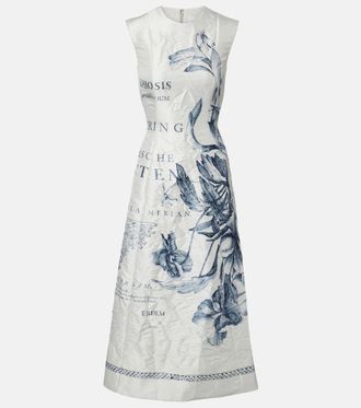 Erdem Printed satin twill midi dress