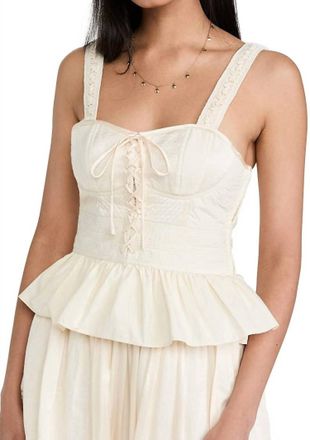 Ulla Johnson Orla Corset Sweetheart Neckline Ruffled Hem Sleeveless Top In Beige