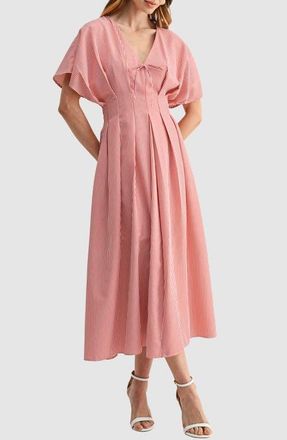 dolman sleeve a line dress mila mae Stripe Pleated Dolman Sleeve Mini Shirtdress (Women)