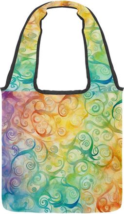 Generic Mysterious Watercolor Swirls Texture Reversible Canvas Shoulder Tote - Double-Sided Print, 12oz Cotton, 27cm Drop, Fold-Flat Bag for Travel, Shopping,