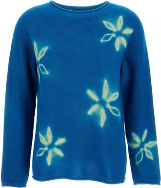 Suzusan Floral Shibori Cashmere Crew Neck Pullover