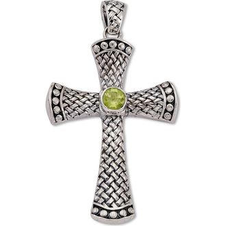 Samuel B. Sterling Silver Cross Pendant in Green at Nordstrom Rack