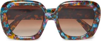 Lele Sadoughi Jackie Square Sunglasses in Calico Midnight 999 at Nordstrom