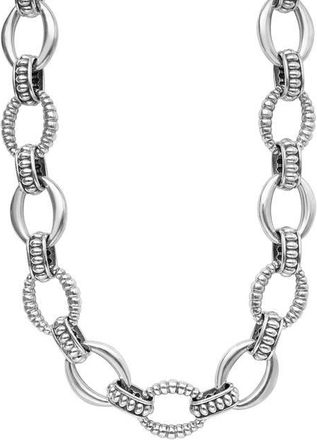 Lagos Signature Caviar Sterling Silver Oval Fluted Link Necklace at Nordstrom