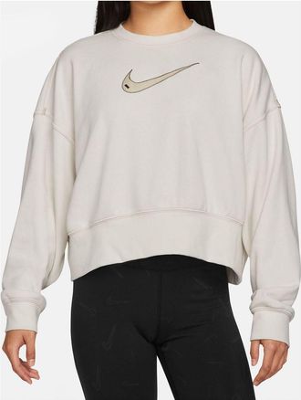 Nike (WMNS) Nike Sportswear Swoosh Logo Embroidered Loose Knit Short Round Neck Pullover Hoodie DO7212-030