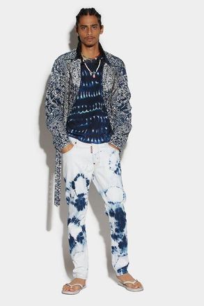 Dsquared2 MenS White Tie-Dye Denim Trousers, Size 42