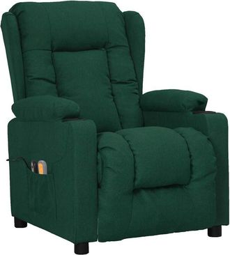 vidaXL Sill&oacute;n De Masaje El&eacute;ctrico Tela Verde Oscuro Vidaxl