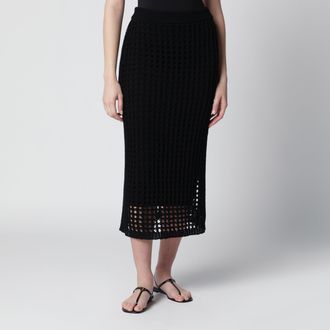 Max Mara Gonna lunga a rete in cotone nera