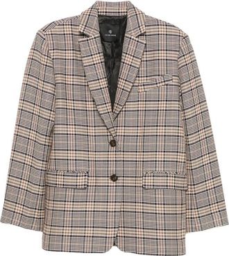 Anine Bing Quinn Check-pattern Single-breasted Blazer