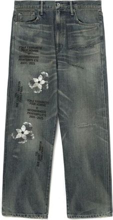 Yohji Yamamoto Straight Fit Jeans, male, Blue, L, Blue-Grey Classic Five Pocket Jeans