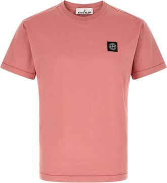 Stone Island Pink Compass-patch T-shirt