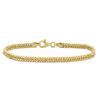 Amour Double Curb Link Chain Bracelet in Yellow Plated Sterling Silver