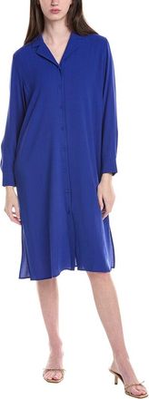 Eileen Fisher Eileen Fisher Petite Notch Collar Silk Midi Dress