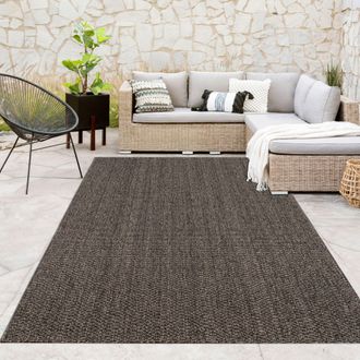 Paco Home Paco Home - Alfombra De Exterior Resistente A La Intemperie Balc&oacute;n Sal&oacute;n Monocromo Antracita 160x220 Cm