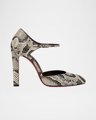 Christian Louboutin 100mm Fanny Demie Snake-Embossed Leather Pumps