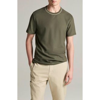 Vince Tipped Pima Cotton Crewneck T-Shirt in Coulter Green at Nordstrom, Size Small