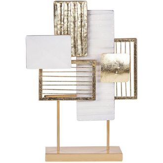 Beliani Oggetto decorativo Ornamento in metallo Pezzo daccento bianco e oro Boron