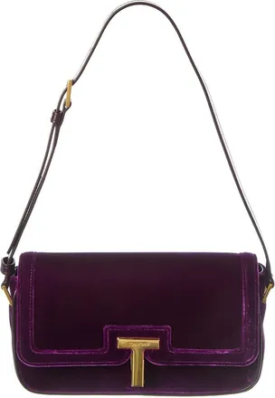 Tom Ford Leather & Velvet Shoulder Bag