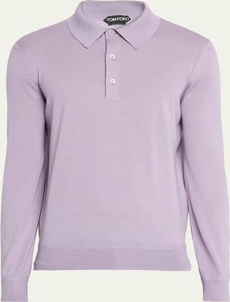 Tom Ford Mens Cashmere and Silk Long-Sleeve Polo Sweater