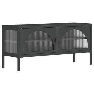 vidaXL Vidaxl - Mueble De Tv Vidrio Y Acero Negro 105x35x50 Cm