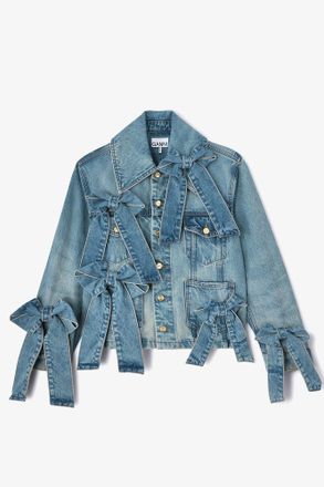 Ganni Blue Light Rigid Denim Jacket - Size 34 Organic Cotton