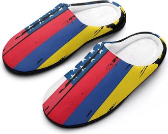 Generic U.S. And Colombia1 Flag Funny Mens Cotton Slippers Soft Non-Slip Rubber Sole House Slipper Indoor Outdoor
