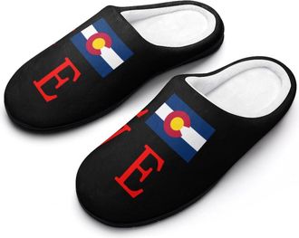Generic Love Colorado State Flag Fashion Cotton Slippers for Women Memory Foam House Slippers Non-Slip House Bedroom Shoes