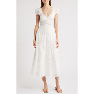 LoveShackFancy Suvi Lace Trim Cocktail Dress in White at Nordstrom, Size X-Small