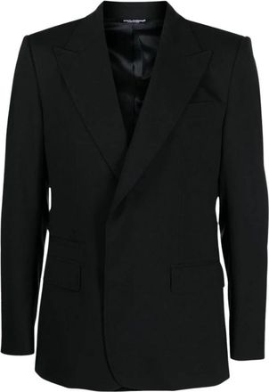 Dolce & Gabbana Zwarte Wollen Blazer met Peak Revers - Heren - Business blazers - Zwart - XL - Wol - Kostuums