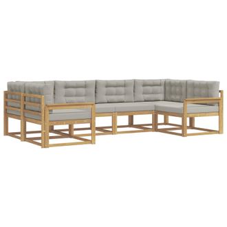 vidaXL Conjunto De Sof&aacute;s De Exterior 6 Pcs Blanco Y Gris Claro Vidaxl
