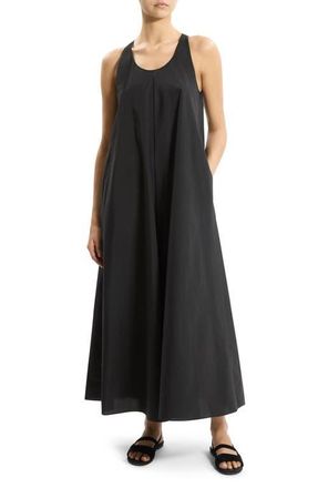 Theory Cotton Blend Maxi Dress in Black at Nordstrom, Size X-Large
