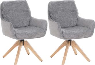 Hhg [nunca Usado] Juego De 2 Sillas De Comedor Hhg-713, Silla De Cocina Giratoria, Tela (680 G/m&sup2;) De Chenilla Y Madera Mvg, Gris