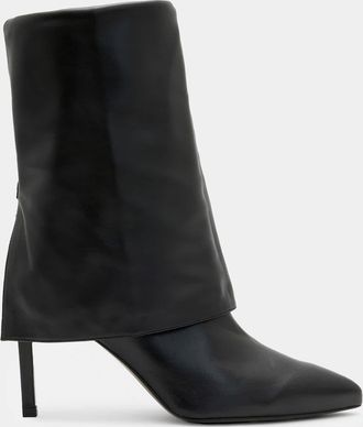 AllSaints Cow Leather Odyssey Knee High Folding Leather Boots, Size: UK 8/US 11/EU 41