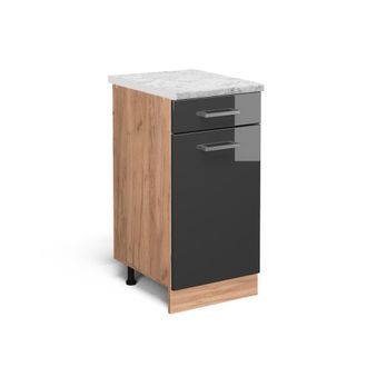 Vicco Mueble Bajo De Cocina R-line, Antracita Alto Brillo, 40 Cm Et M&aacute;rmol