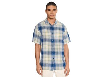 Pendleton Dawson Linen Shirt Short Sleeve Mens Jacket Blue Plaid : 2XL, Linen/Rayon