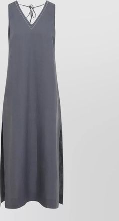 PESERICO linen dress v neckline back tie