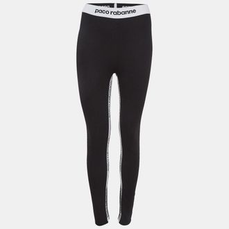 Paco Rabbane Black Jersey Logo Tape Detail Leggings