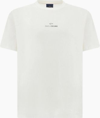 Paul & Shark Mens Paul & Shark Central Logo T-Shirt 108 White - Size: 42