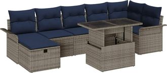 vidaXL Conjunto De Sof&aacute; De Jard&iacute;n 8 Uds. Gris Rat&aacute;n Sint&eacute;tico Vidaxl